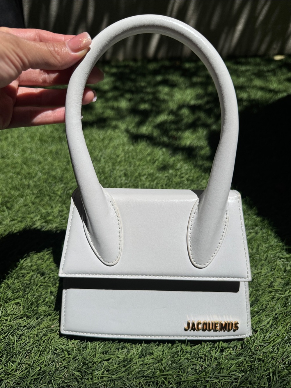 Jacquemus white mini top-handle Le Chiquito-style bag